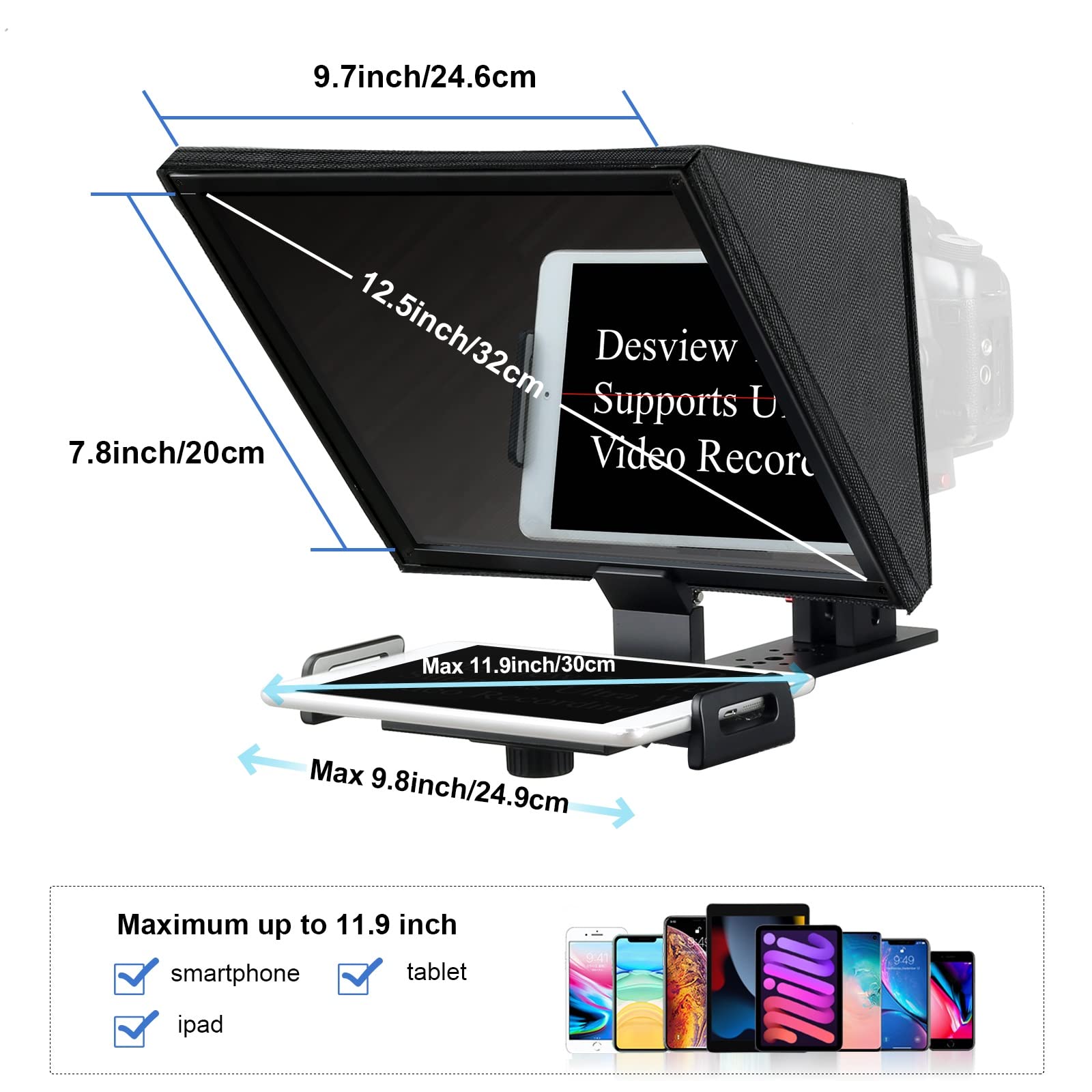 Desview T12 12.5インチ テレプロンプター リモコン付 Amazon.co.jp: Desview T12 アルミニウム合金テレプロンプター 12.5